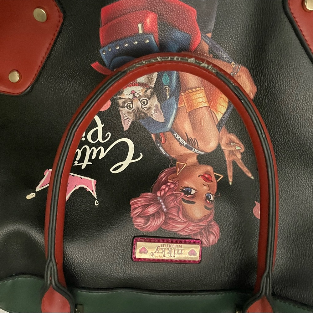 Betsey Johnson Black and Red Tote with Artistic Design